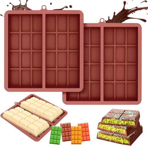 Nylea Schokoladenform Silikon Tief 2 Stück Silikonform Schokolade Dubai Schokolade Form Antihaft-Formen BPA-frei Perfekt für Schokolade Praline Süßigkeiten