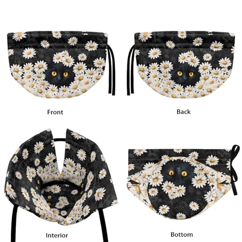 Image of Tea Cozy for Teapot Black Cat Daisy Print Tea Kettle Dust Cover Keep Warm Breakfast Warmer with Drawstring Kitchen Decorations