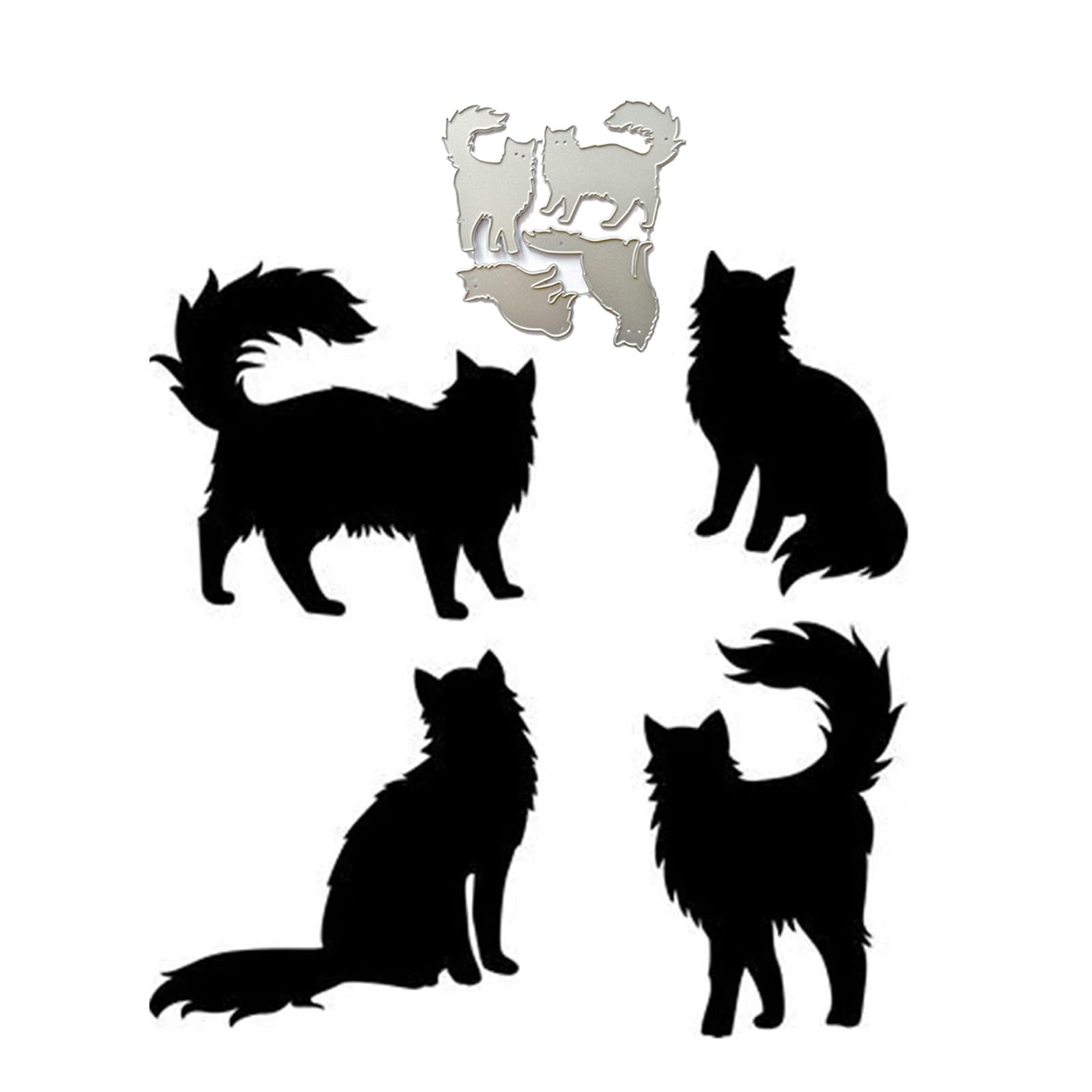 Gatto assonnato in ciotola set da taglio in metallo | Design del gattino carino per la creazione di carte, scrapbooking fai -da -te e artigianato di carta | Modello di fustea di