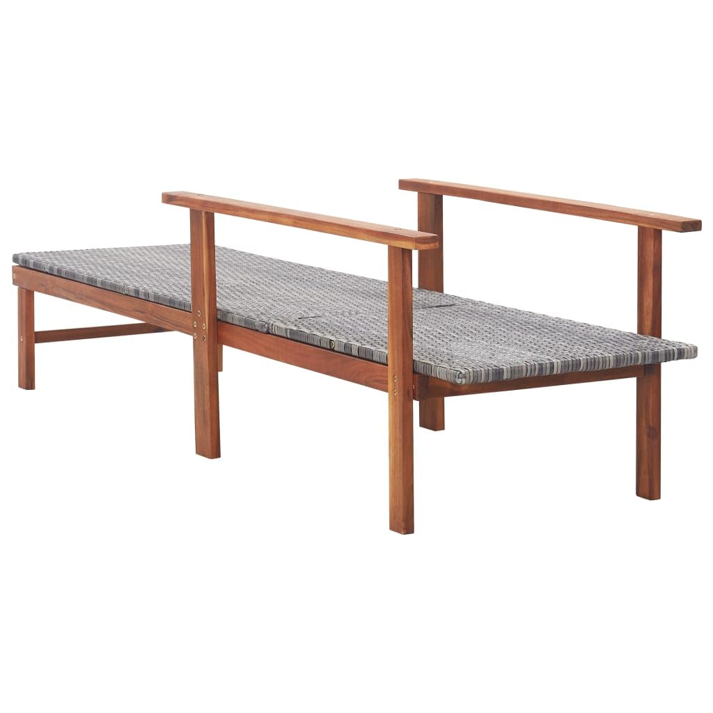 vidaXL Lettino Prendisole Polyrattan e Legno Massello di Acacia Grigio