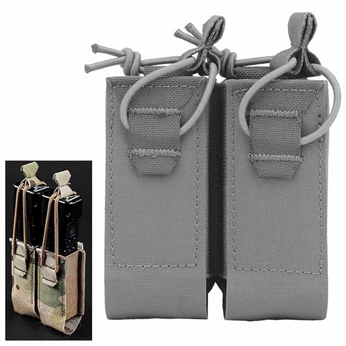 Sac de chargeur de pistolet tactique double gris à double compartiment séparé