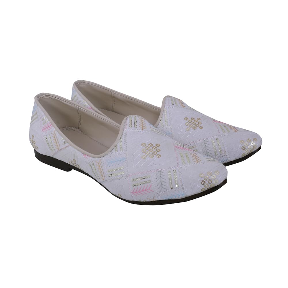 Men's Embroidered Fabric Juttis and Mojaris - Ethnic Slip-On with Sequin Work | Sherwani Shoes for Wedding, Festive-image-32