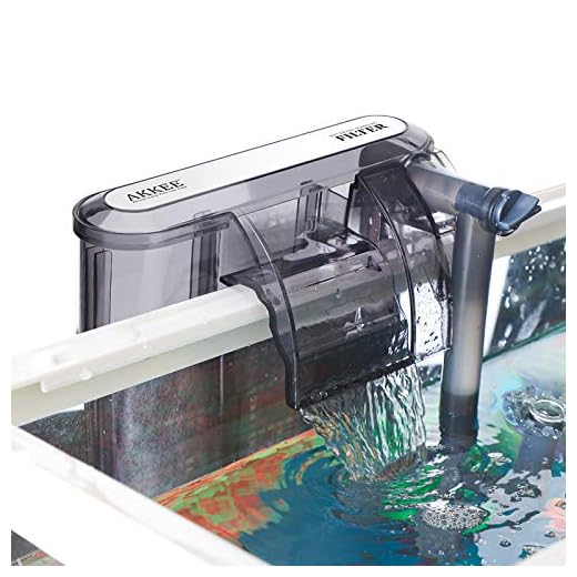 AKKEE Filtro Acuario, Filtro Pecera, Filtro Externo Acuario Filtro Pecera Pequeña Acuario Filtro Cascada Flujo 200L/H Filtro para Acuario, Adecuado para 20L~40L Tanque de Peces (3.5W)