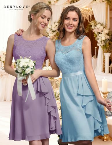 Image of BeryLove Womens Boat Neck A Line Sleeveless Lace Formal Homecoming Dress