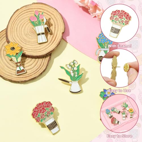 Image of Airssory Mixed Styles Bee Flower Tarot Ribbon Travel Theme Alloy Brooches Pins for DIY Clothes Backpack Hats Jackets Craft