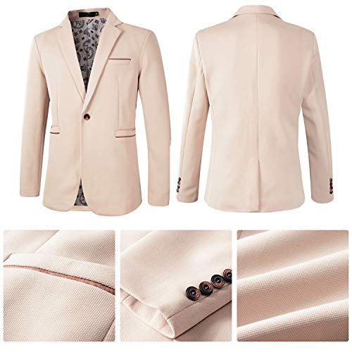 Jaqueta Blazer Masculina com Um Botão de Ajuste Slim Geek Lighting, A-khaki, X-Small