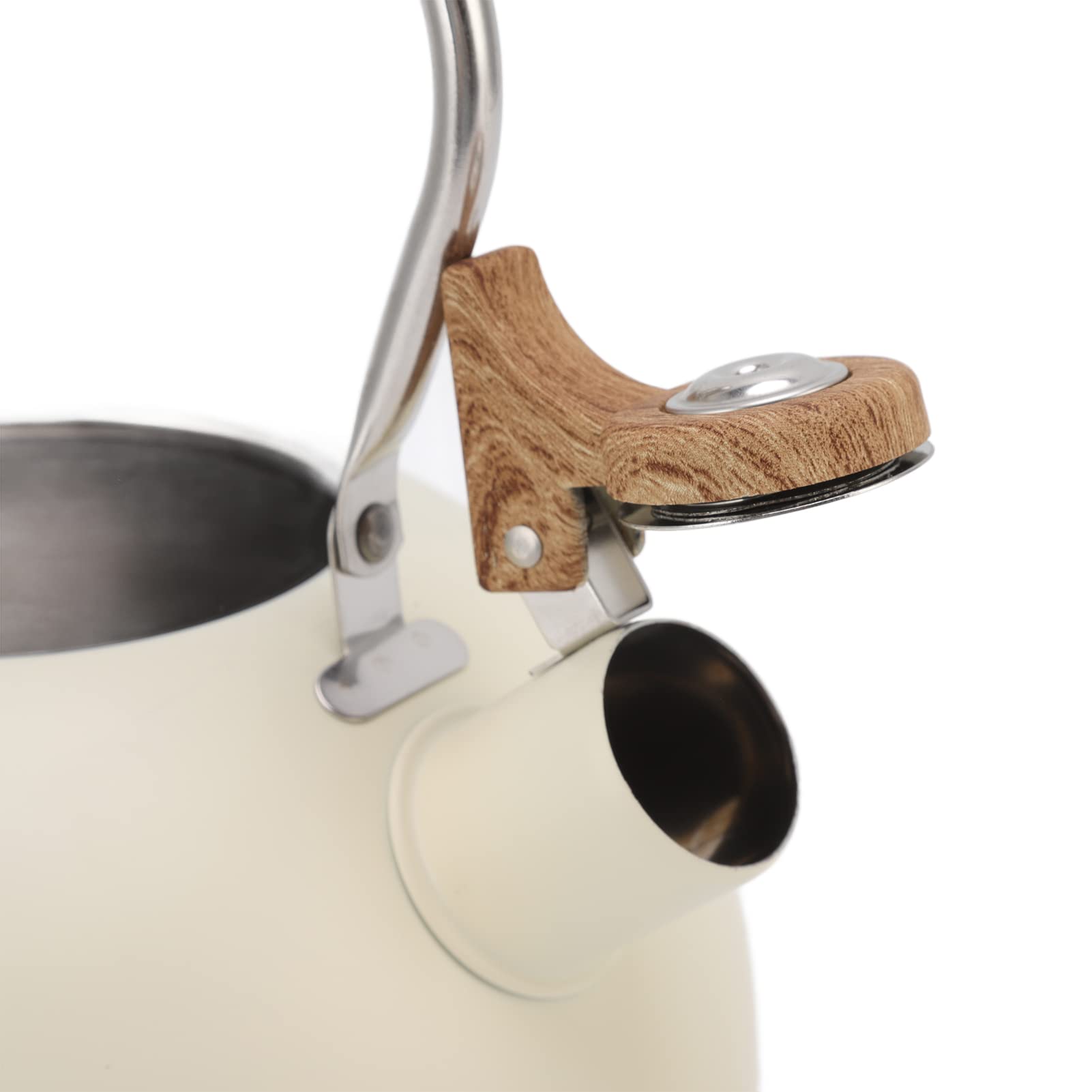 Bollitore a Fischio 2,5 Litri, Acciaio Inossidabile, Fondo Capsulato, Beige