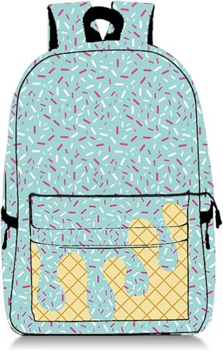 Ice Cream Backpack Kawaii Shoulder Bagpacks Cute Large Capacity Daypack with Side Pockets, Lightweight Daypack for Women, Men (Light green)
