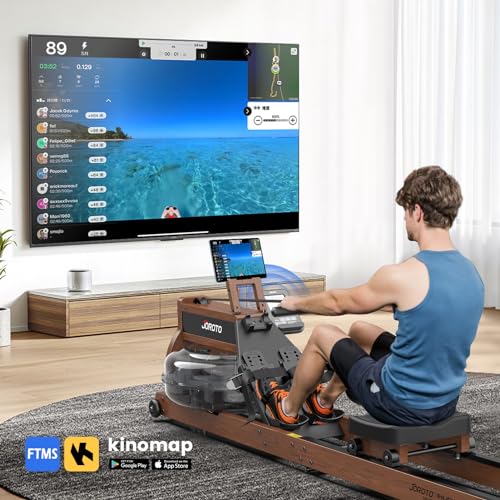 Image of JOROTO Water Rowing Machines for Home, Foldable Rowing Machine with 400LBS Weight Capacity, Dedicated Monitor & Bluetooth APP, Large Water Tank & Comfortable Seat for Immersive Water Rower