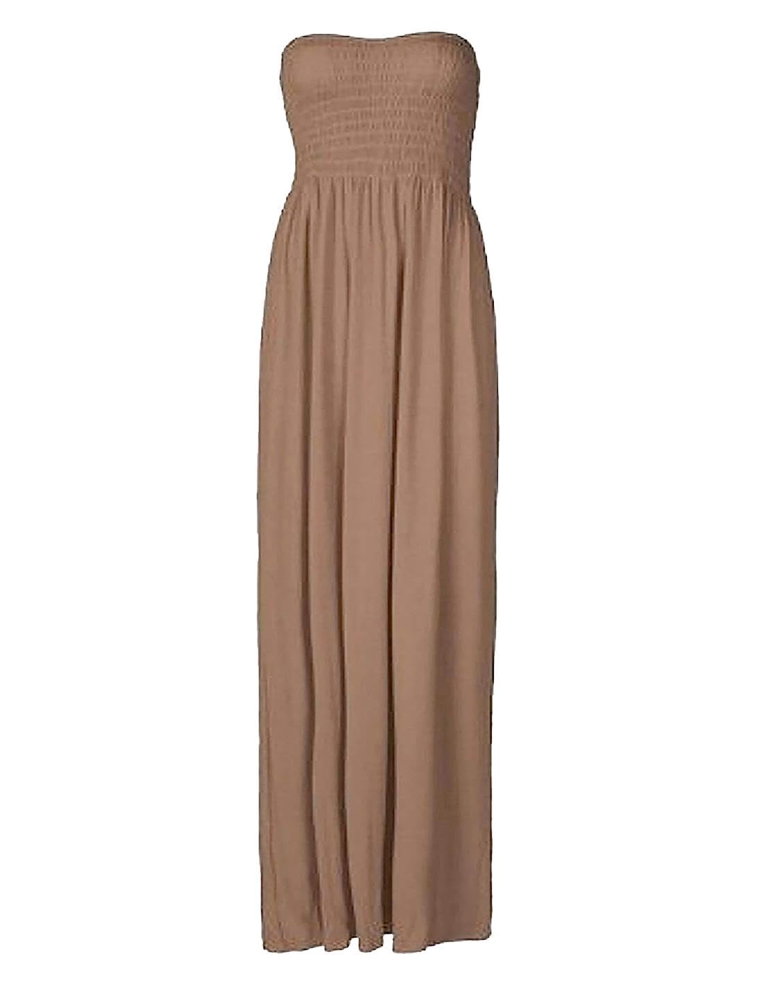 FASHION FAIRIES New Womens Sleeveless Boobtube Bandeau Maxi Ladies Sheering Long Dress UK 8-26