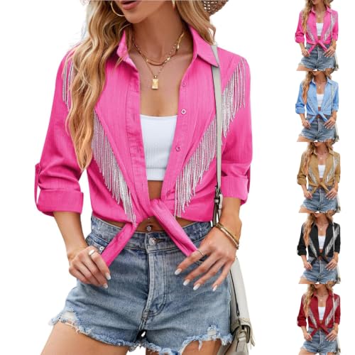 Western Tops for Women Cowgirl Sparkly Fringe Shirts Country Concert Outfit - image 1