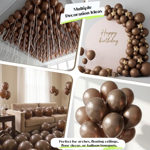 Image of Togvu Brown Balloons, 50Pack 12 Inch Dark Brown Neutral Latex Balloons
