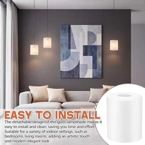 Image of Teenyyou 3 Pcs Frosted Glass Shade Replacements for Pendant Light Fixtures Glass Lamp Shade Cover, 1-5 /8 Inch Fitter, 4 inchw x 4.7 inchh, Replacement Lamp Globe for Chandelier Wall Light Sconce