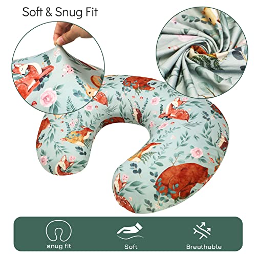 Image of TANOFAR Nursing Pillow Covers, Bear Breastfeeding Pillow Cover for Baby Boys & Girls, Woodland Nursing Pillow Case for Newborn, Soft Fabric Fits Snug On Infant, Washable & Breathable