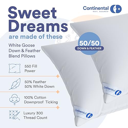Continental Bedding B00RSHKM56 Luxury Feather Goose Down Pillow Standard Size Pack Of 1 - Family Made In New York - Bed Pillows thumb #1