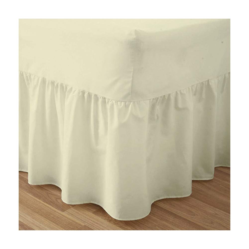 Fitted Valance Sheets Double Size Bed Sheets Dyed 9.5'' deep Plain Poly Cotton Bedding 11'' Frilly Drop, Lemon