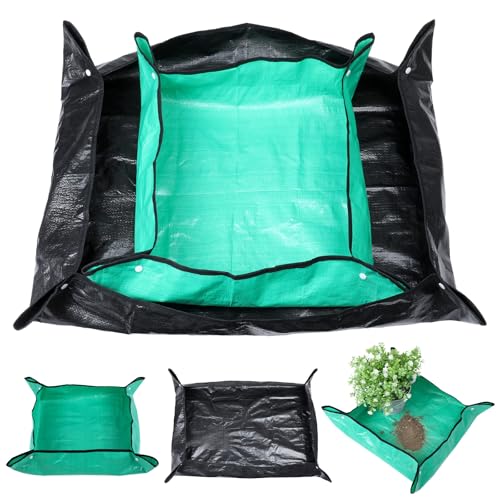 HJZHII Pflanzmatte 2 Stück Pflanzen Umtopfmatte 66x66cm und 100x75cm Pflanzmatte Pflanzunterlage wasserdichte Gartenmatte Umpflanzmatte für Blumenerde Zimmerpflanzen Faltbare Gardening Mat