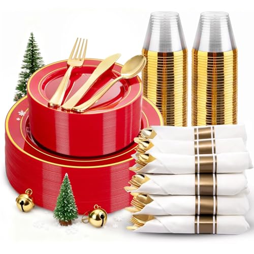 WDF Red & Gold Plastic Party Set