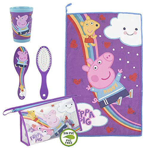 CERDÁ LIFE'S LITTLE MOMENTS, Neceser Infantil Completo de Peppa Pig-Licencia Oficial Nickelodeon para Niñas, Morado, Especialmente recomendado 2 a 8 años