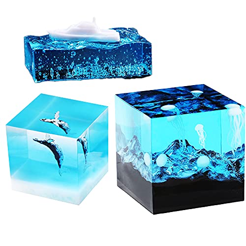 NA Woohome 16pcs 3D Epoxy Silicone Molds for Jewelry Casting Mini Cruise Ship Whale Jellyfish, White-diver - Image 4