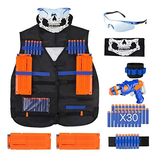 VOROSY Elite Tactical Vest Kit for Nerf N-Strike Elite Series,40-Dart Refill Pack,Seamless Skull face mask (Tactical Vest Kit)