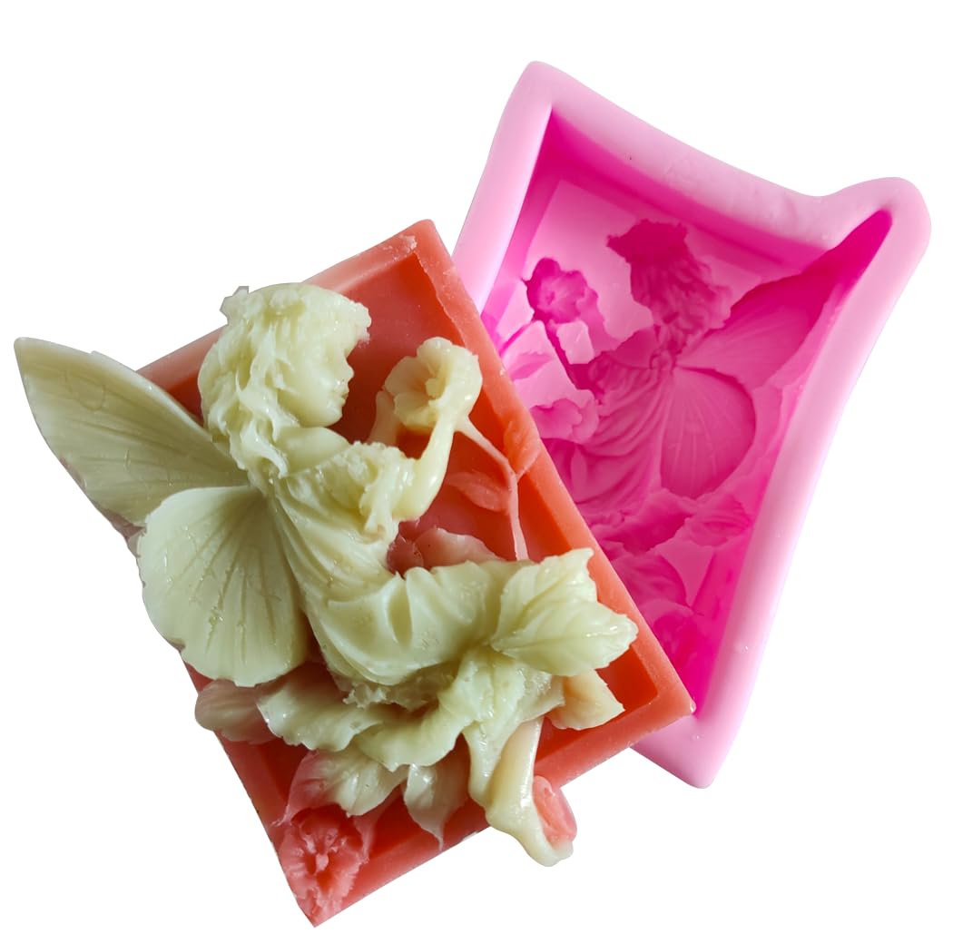 BSjfondfar Flower Fairy Silicone Mold Soap Fondant Cake Molds