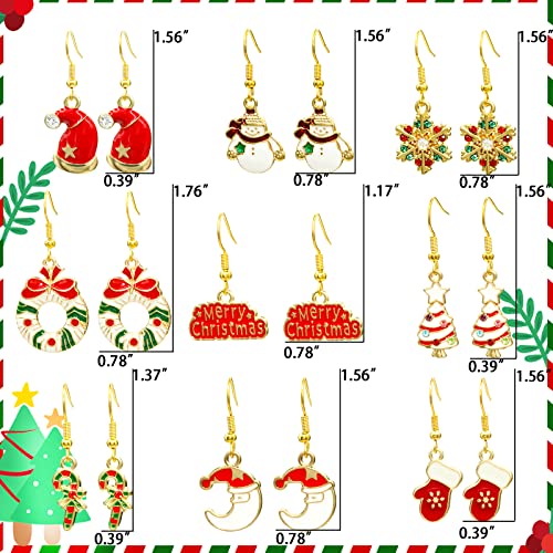 20/9 Pairs Christmas Earrings for Women Christmas Drop Dangle Earrings Set Christmas Tree Holiday Earrings Hook Earrings Party Jewelry Christmas Gifts2