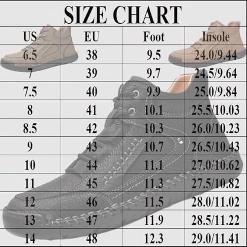 Mens Hiking Boots,Men's Comfortable Handmade Leather Boots, Non-Slip Arch Support Waterproof Hiking Shoes Walking Sneakers4
