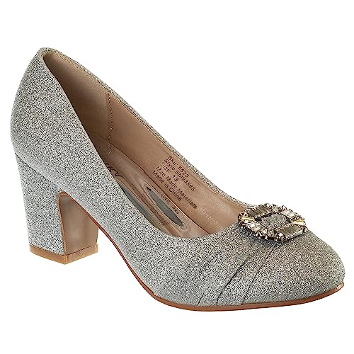 Badgley Mischka Girls’ Glittery Block Heeled Pump