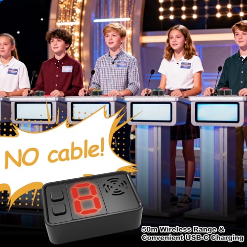 Image of Buzzers for Trivia Games, Rechargeable Answer Buzzers for Classroom with Light, Show Who Buzzed First, 3-Second Auto Reset Buzzer System for Game Show, School, Jeopardy, Family Feud Night (8 Colors)