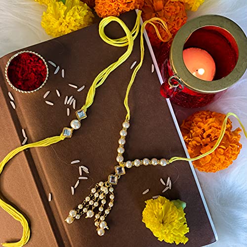 Ethnic Pearl Kundan Lumba Rakhi Combo Set for Rakshabhandan Special