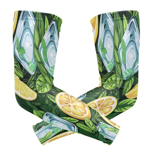 YEGAME Arm Sleeves for Men & Women, Lemon 1 Pair Cooling UV Sun Protection Sports Compression Sleeves, UPF 50+ Basketball Tennis Cycling Arm Warmers, Breathable Tattoo Cover Sleeve