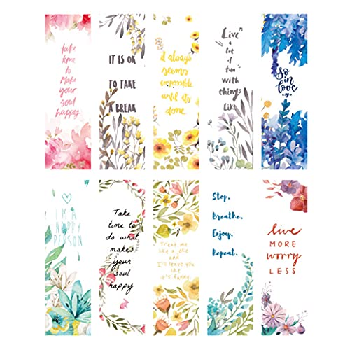 kdjsic Verpakking met 30 stuks berichtenkaarten papier bladwijzers Blossom Flower Style bladwijzer zijverdeler school… - Afbeelding 7