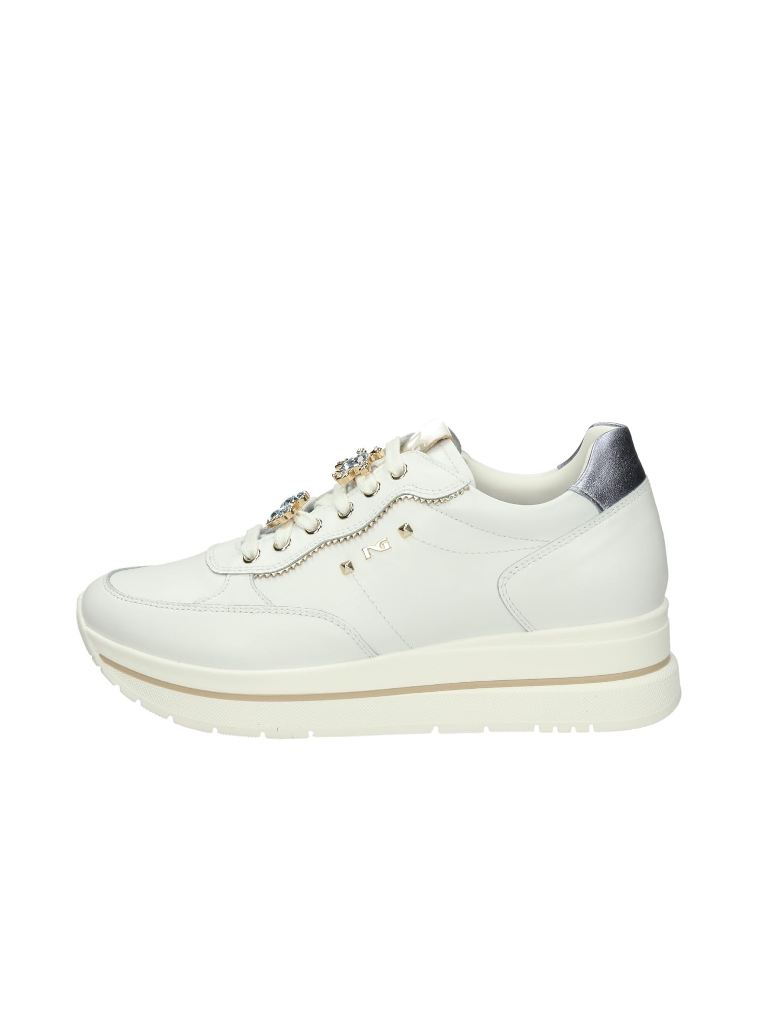 Nero Giardini E512907D Skipper Brill Bianco Sneakers Moda per Donna in Pelle con Zeppa Media (Taglia 40)
