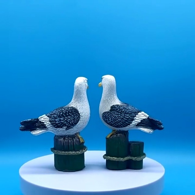 Par de mini gaviotas de resina decorativas miniatura 7