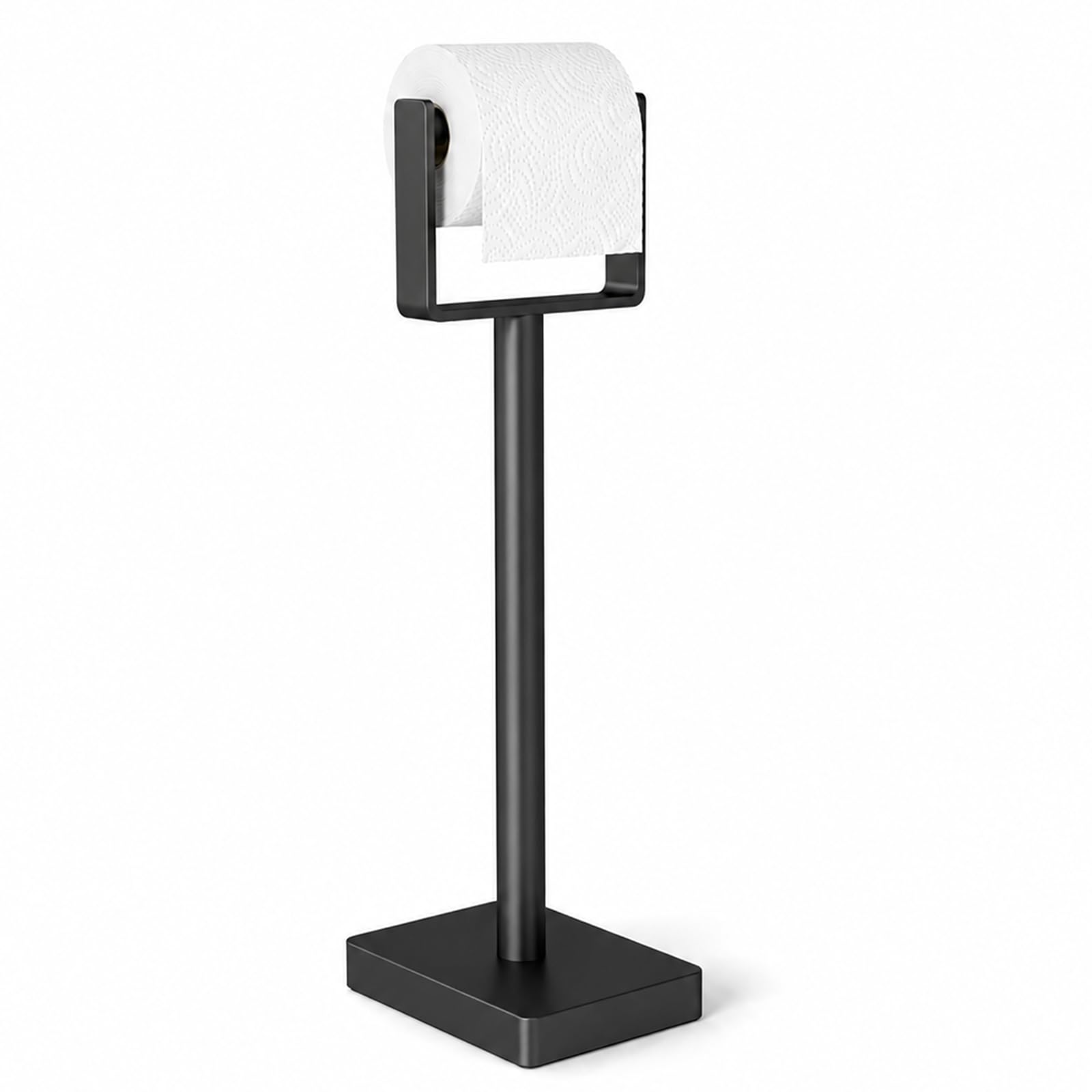 YUMORE Toilet Paper Holder Stand with Weighted Base, Matte Black