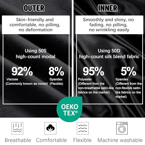 Ababalaya Adjustable Satin Lined Halo Turban Durag for Men &Women, Sleeping Bonnet, Beanie Hats, PRE-Tied Headwraps for Hair Loss Black