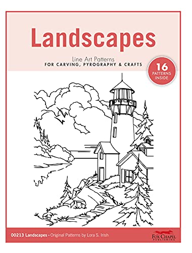 Landscapes Line Art Patterns for Carving, Pyrography & Crafts (Fox Chapel Publishing) 16 Original Designs by Lora Irish of Lighthouses, Barns, Farms, Churches, Water Wheels, Mountain Cabins, and More Landscapes Line Art Patterns for Carving, Pyrography & Crafts (Fox Chapel Publishing) 16 Original Designs by Lora Irish of Lighthouses, Barns, Farms, Churches, Water Wheels, Mountain Cabins, and More