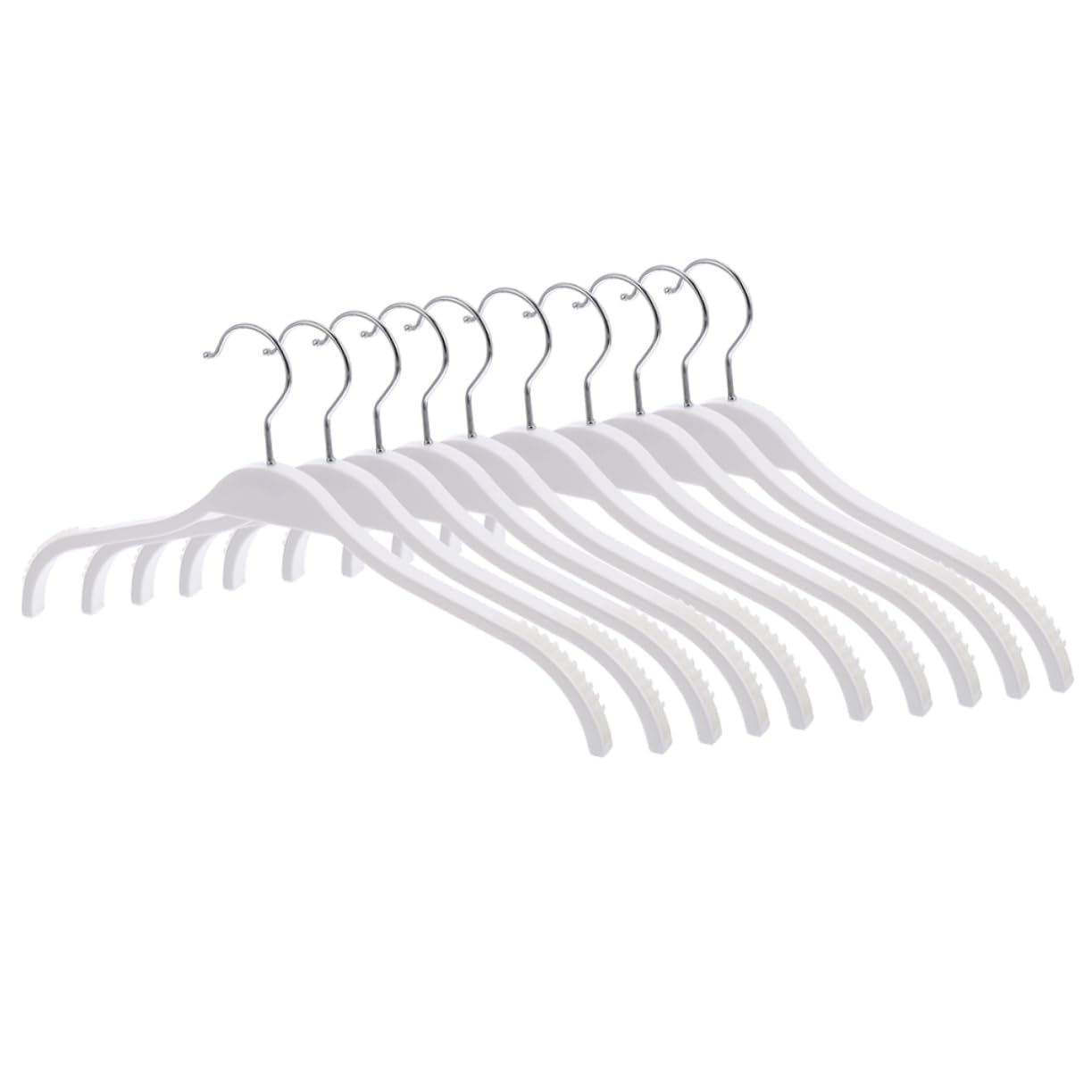 KOMBIUDA Grucce Bianche in Plastica Abs, Antiscivolo, Confezione da 12 Pezzi, Struttura Robusta Salvaspazio per Armadio e Guardaroba