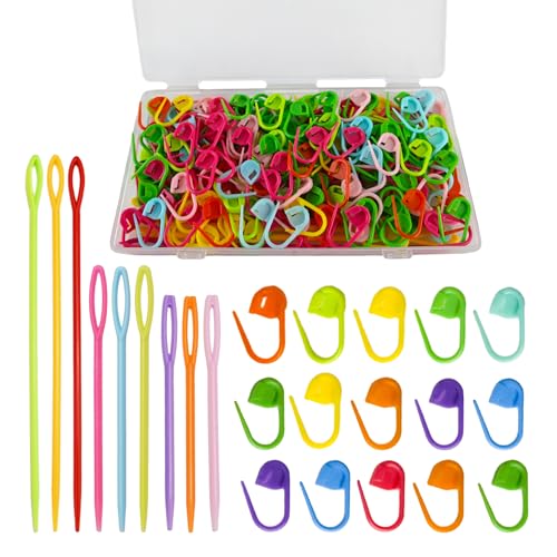 DeliaVo 200Pcs Stitch Markers for Crocheting with 9 Knitting Yarn Needles