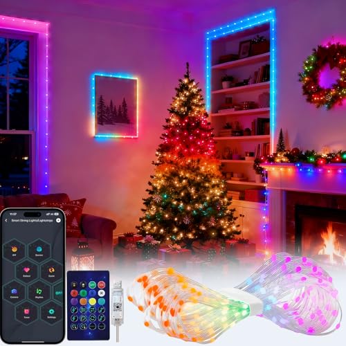 ZEYEGOY Smart Fairy String Lights, 33Ft DIY Twinkle Lights USB Port, Multicolor Warm White...