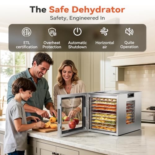 Image of Manastin Food Dehydrator 10 Stainless Steel Trays 10 Presets, Silver