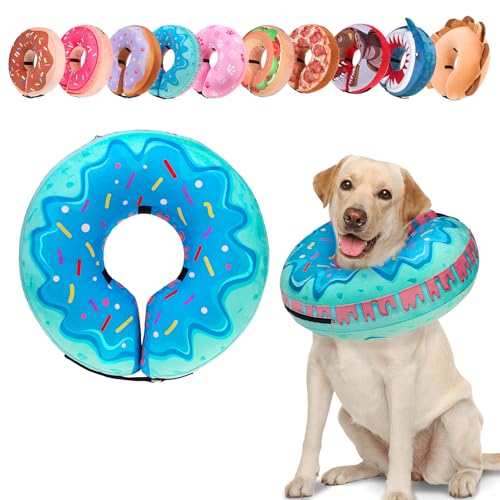 Image of BEAUTYZOO Dog Cone Alternative After Surgery for Large Medium Small Dogs, Soft Inflatable Cone Collar for Dogs Cats, Pet Neck Donut E Collar Dog Recovery Collars to Stop Licking, Blue Donut, M