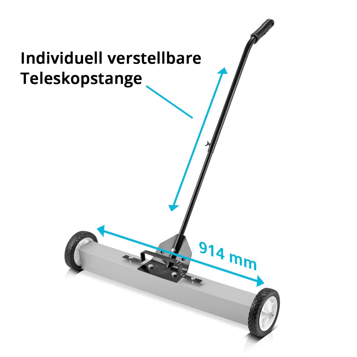 STAHLWERK Magnet-Bodenkehrer MBK-36 ST mit 914 mm Breite und 22,5kg Fassungsvermögen, Magnetbesen/Spänesammler/Magnetische Kehrmaschine für Metallspäne, Schrauben und andere magnetische Kleinteile
