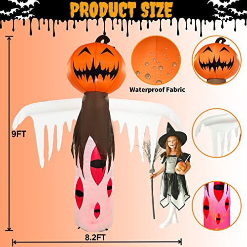 Macuvan Halloween Decorations Outdoor Inflatable Ghost With Pumpkin 9Ft Giant Scary Blow Up Scarecrow Spooky Inflatables Yard Decor Flame Led Lights For Indoor Outside Lawn Garden Holiday Party Props #TOP2