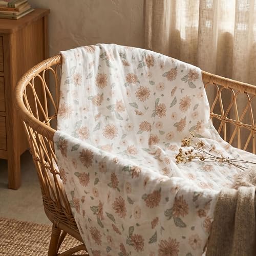 Image of GLLQUEN BABY Muslin Swaddle Blankets 4-Pack Breathable Receiving Blankets (35 inch x 40 inch) Soft Baby Blankets for Girls and Boys Newborn Essentials Muslin Burp Cloths Swaddle Wrap Baby Gift(Sunflower)