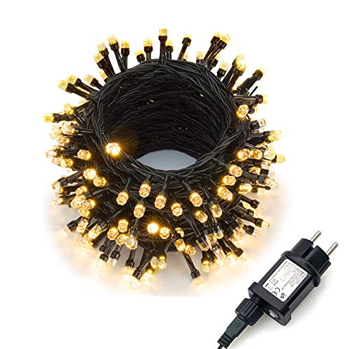 dystaval - Guirnalda luminosa para exteriores LED, impermeable, decoración para boda, fiesta, Navidad, jardín, 100 LED, blanco cálido Cover