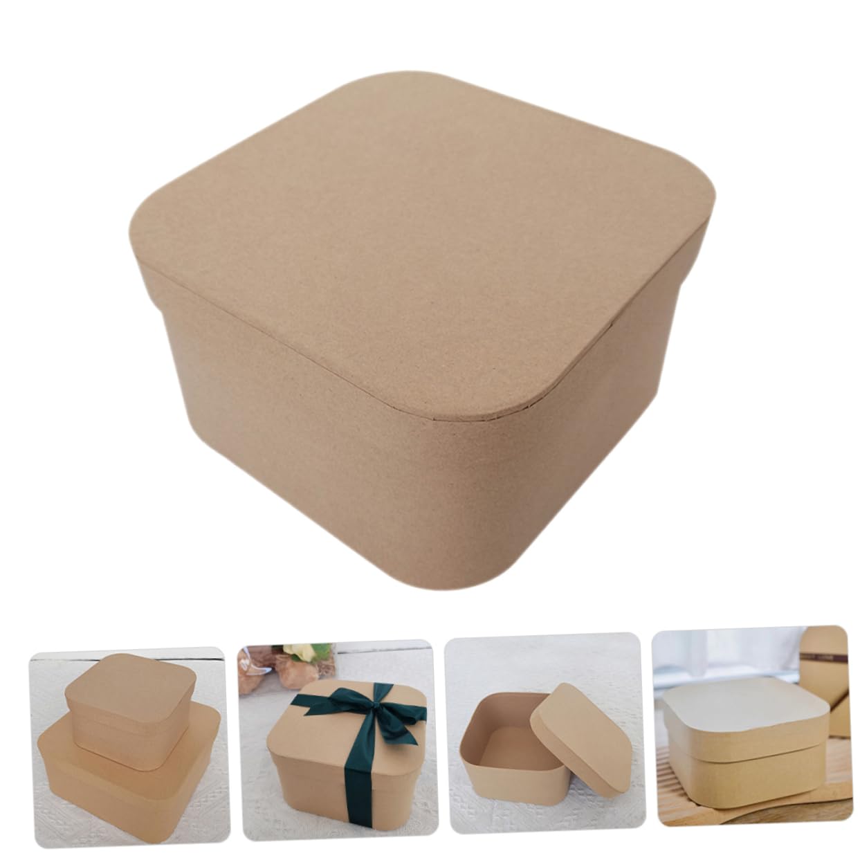 FOMIYES Kraft Square Box with Lid Jewelry Storage Packaging for Weddings Festivals and Parties Easy to Use Design