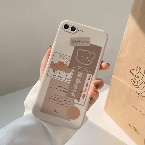 QLTYPRI case for iPhone7 Plus iPhone 8 Plus Case, Cute Bear 3D Cartoon Pattern Soft TPU Shockproof Bumper for Women Girls Soft Silicone Protective for iPhone7 Plus iPhone 8 Plus - Brown