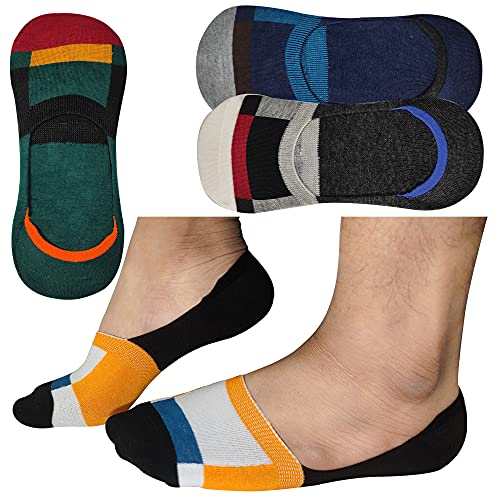 Buy MJE Men's Cotton No Show Socks with Anti Slip Silicon System Pack